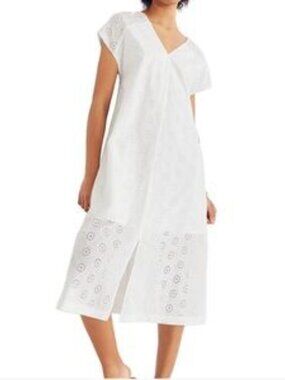 green emerald velvet dress Madewell Women's Crinkle Cotton Sleeveless Open-Back Midi Dress,  Lighthouse, White, S at Amazon Women's Clothing store
